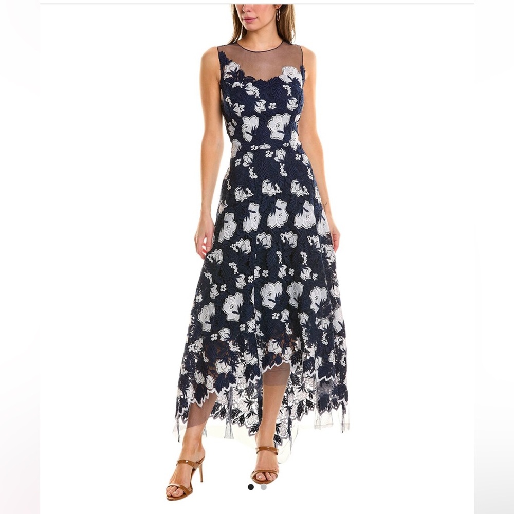 Teri Jon high-low sleeveless tulle and lace gown, NWT, size 4